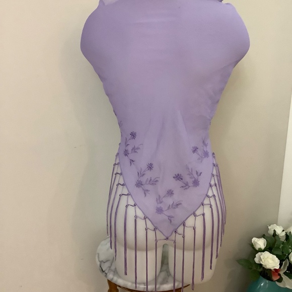 Pretty Mauve Embroidered Semi-sheer Shawl One Size - Picture 13 of 13